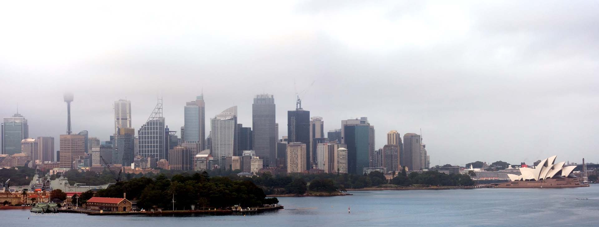 Sydney CBD in early morning fog