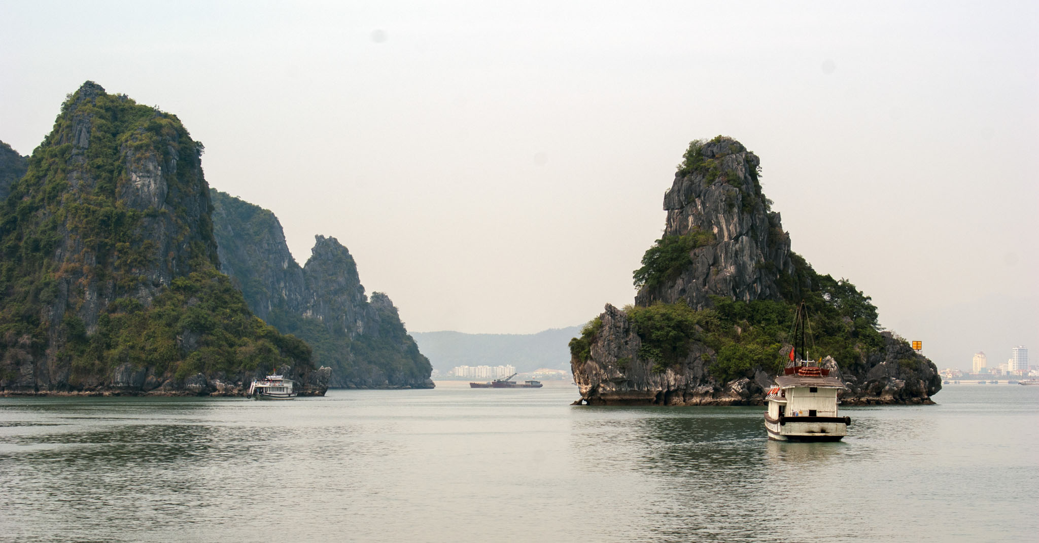 Halong Bay, A View of the Town Through Haze